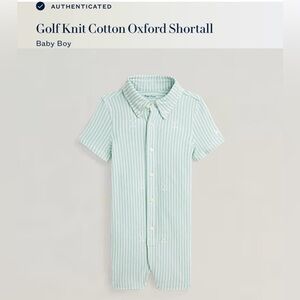 Ralph Lauren Baby Boy Mint & White Stripe Oxford Shortall